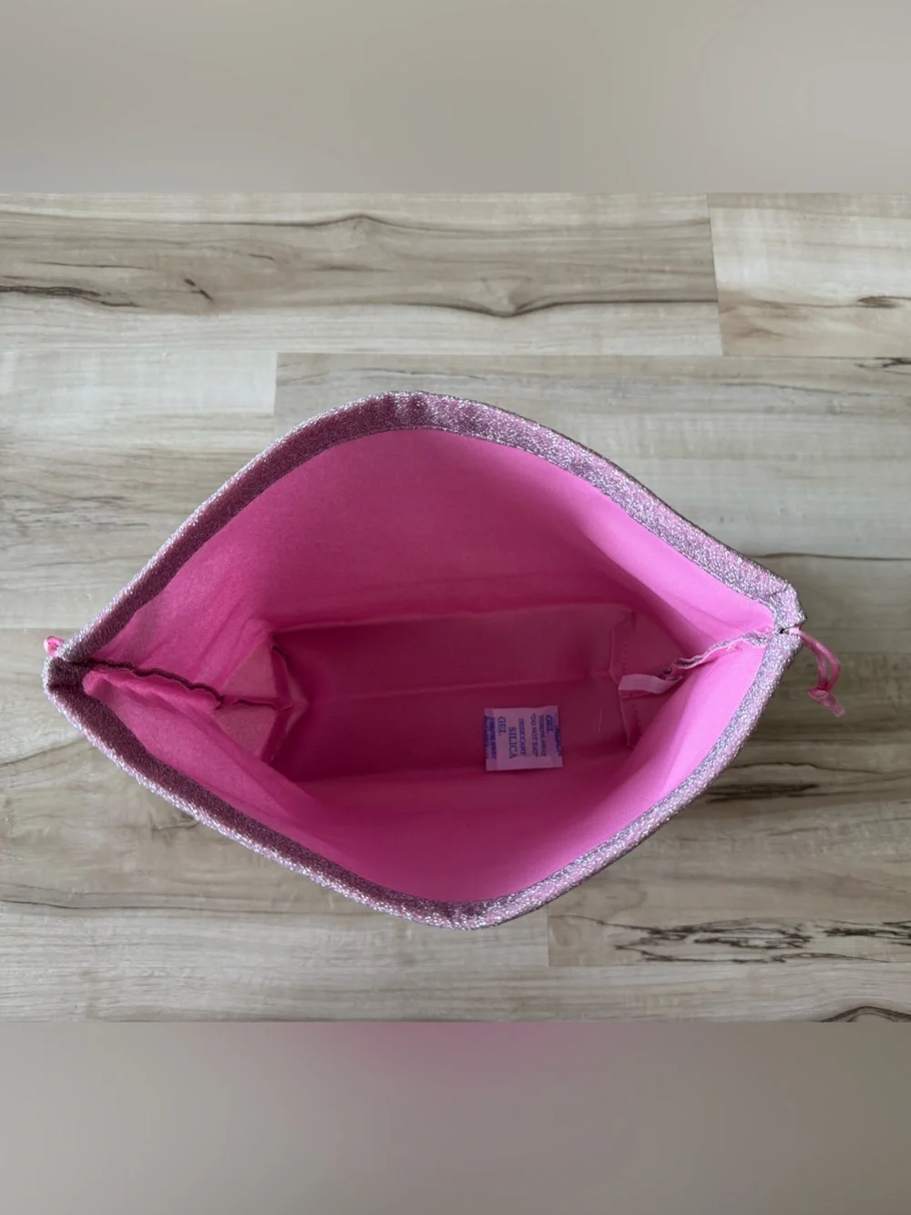 Ulta Beauty Pink Sparkle Drawstring Cosmetic Bag